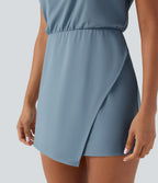 Robe de travail courte 2 pièces col montant manches courtes séchage rapide avec poche-UPF40+