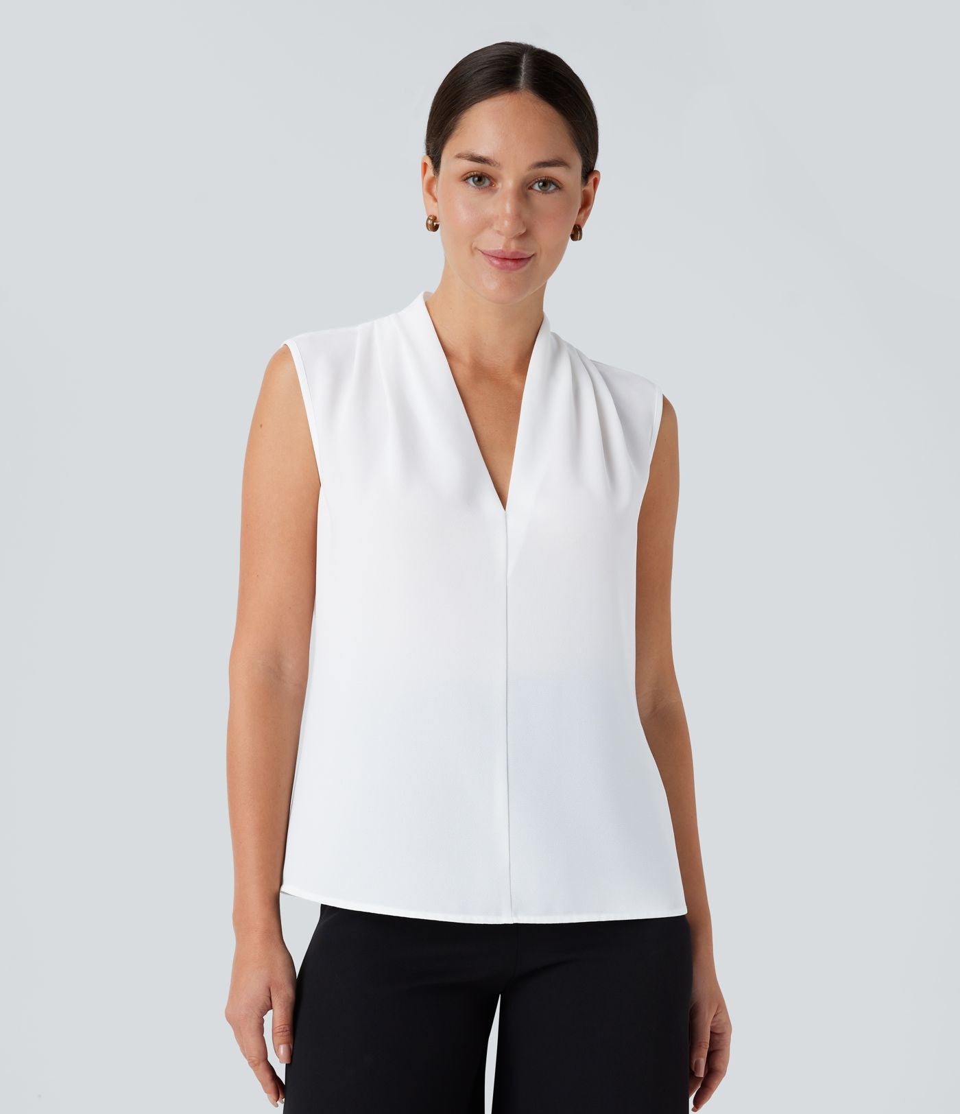 Blouse sans manches col V pour le bureau