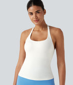 Débardeur de running croisé dos nu, brassière intégrée — version longue — bonnets A à D