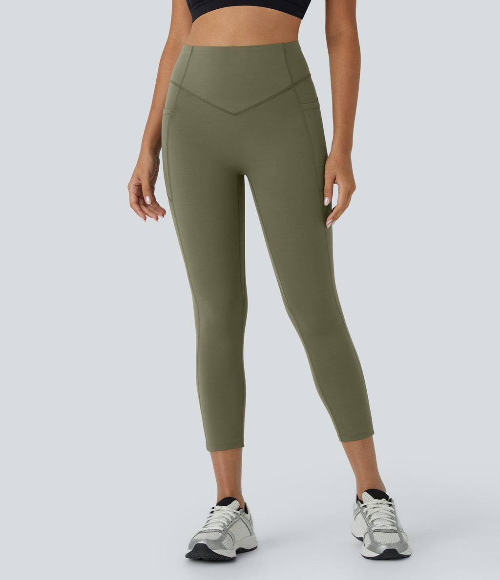 Legging corsaire d'entraînement gainant galbant taille haute avec effet scrunch et poches Halara UltraSculpt™