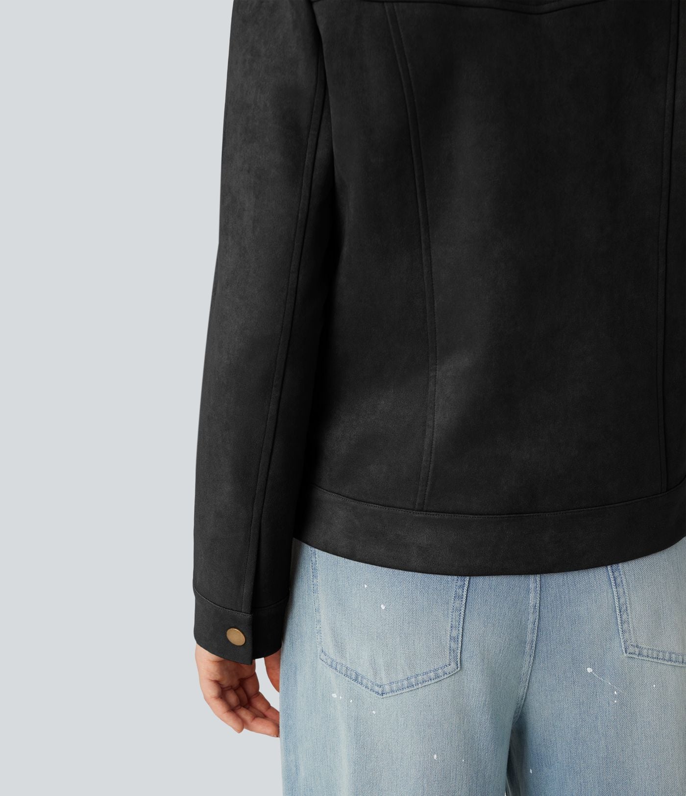 Veste décontractée effet daim à col et manches longues avec poches