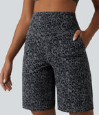 Short de yoga Halara UltraSculpt™ imprimé léopard, taille haute, gainant, jambes droites, 25 cm, avec poches