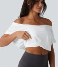 Haut de sport yoga épaules dénudées manches courtes oversize effet frais InstantCool séchage rapide