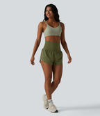Breezeful™ Short de sport 2 en 1 taille très haute rabattable ourlet croisé à séchage rapide avec poches