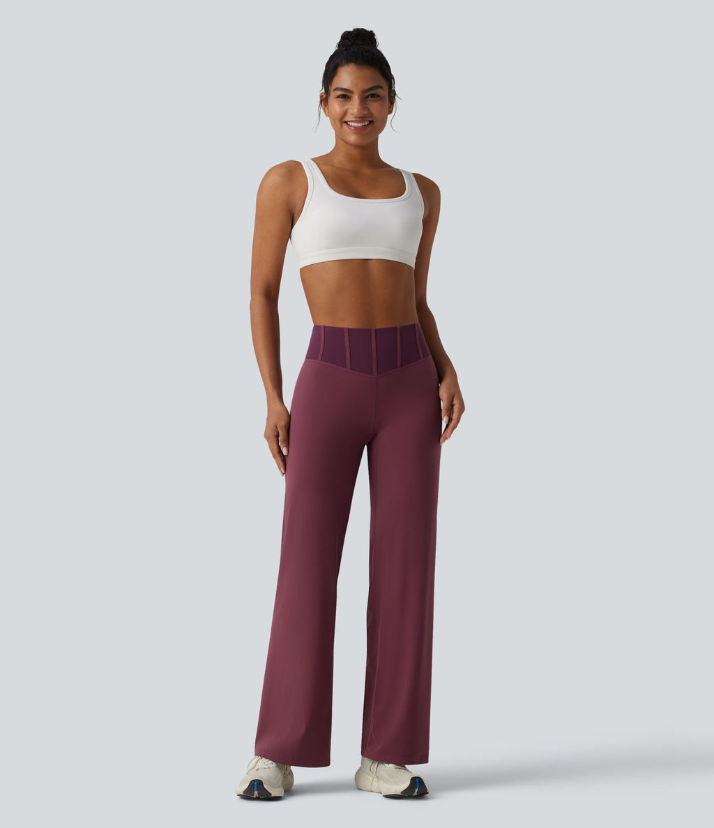 Pantalon yoga Halara UltraSculpt™ gainant coupe droite taille haute avec mesh contrastant