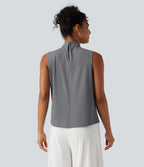 Haut tailleur sans manches à col cheminée et dos à découpe goutte d'eau à effet frais InstantCool, protection solaire UPF50+