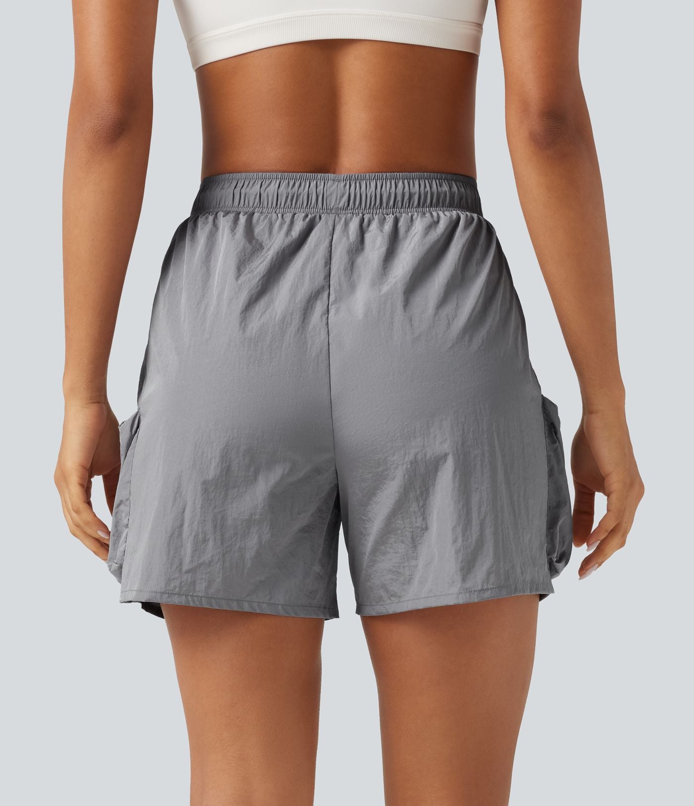 Short cargo de sport taille haute avec cordon de serrage et poches