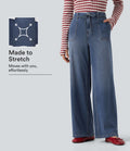 Jean droit baggy Halara Flex™ taille mi-haute avec cordon ajustable et poches