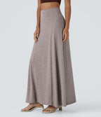 Jupe Évasée Casual Longue Fermeture Éclair Latérale Taille Haute
