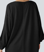 Sweat-shirt gaufré col échancré manches longues