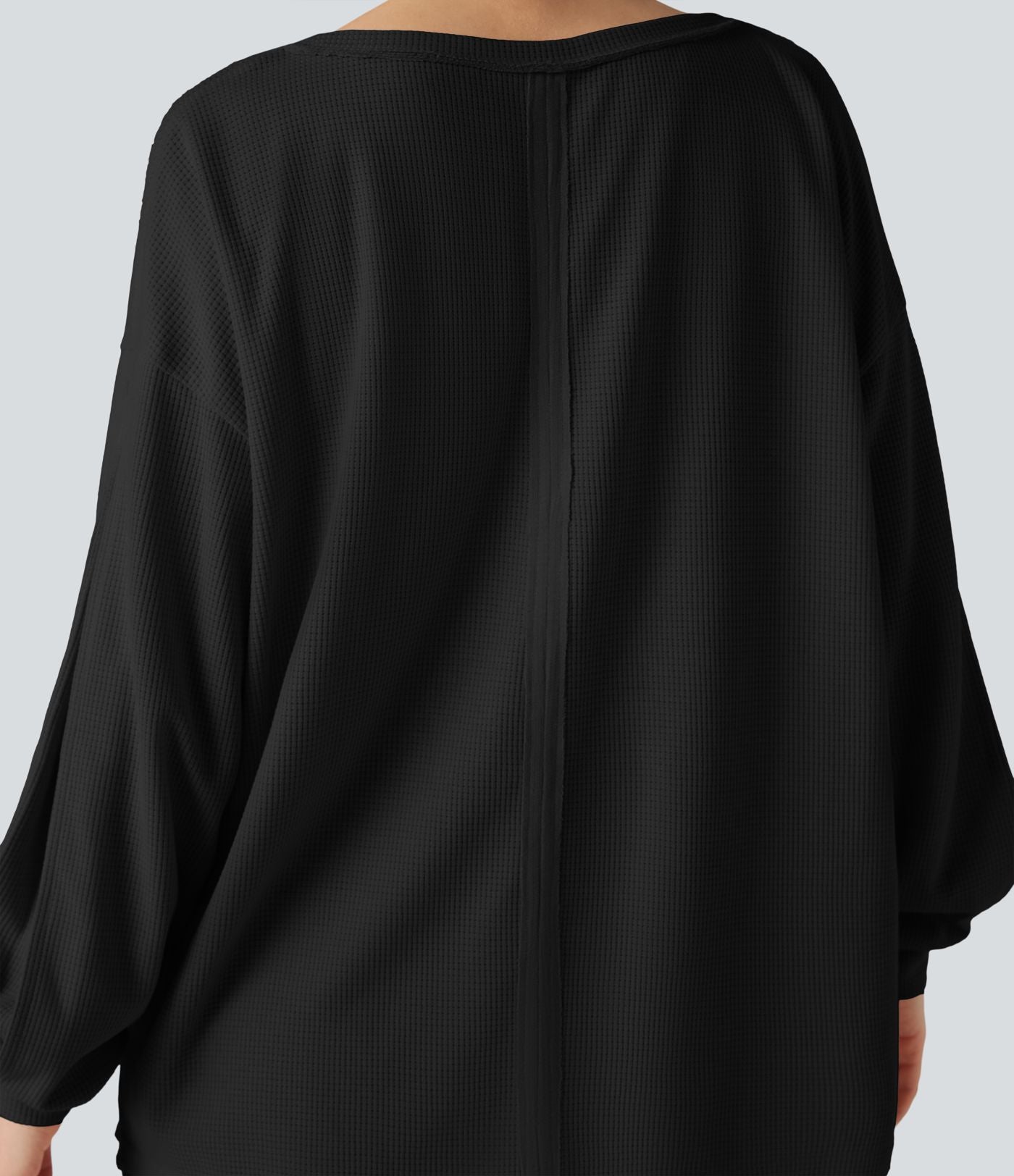 Sweat-shirt gaufré col échancré manches longues