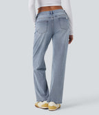 Jean décontracté Halara Flex™ asymétrique jambe droite taille basse avec poches