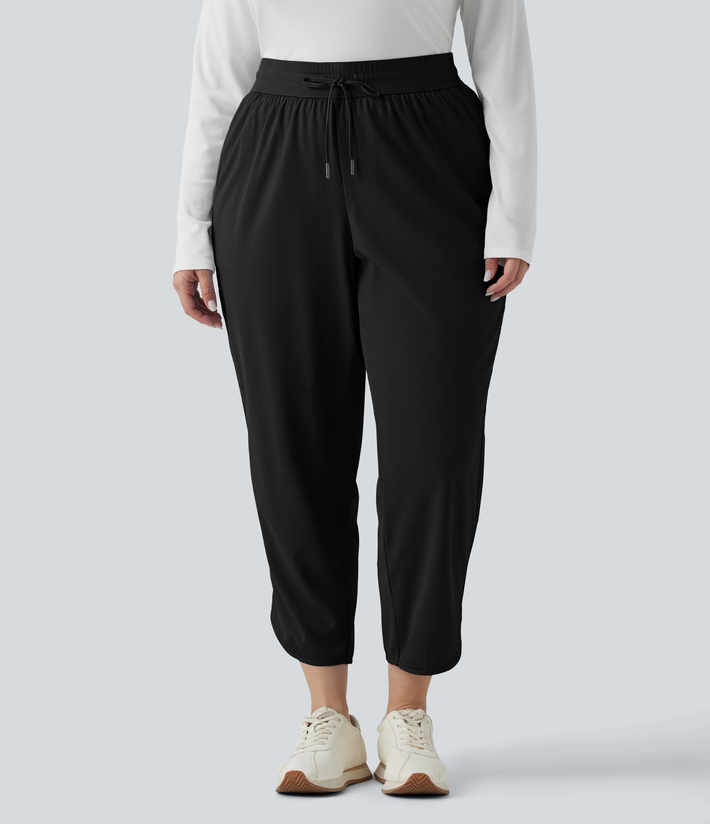 Pantalon golf grande taille fuselé taille mi-haute avec cordon de serrage, ourlet arrondi, séchage rapide et poches - UPF40+