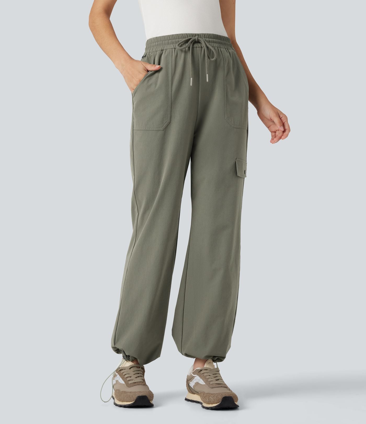 Pantalon de randonnée bootcut, taille haute, cordon et poches