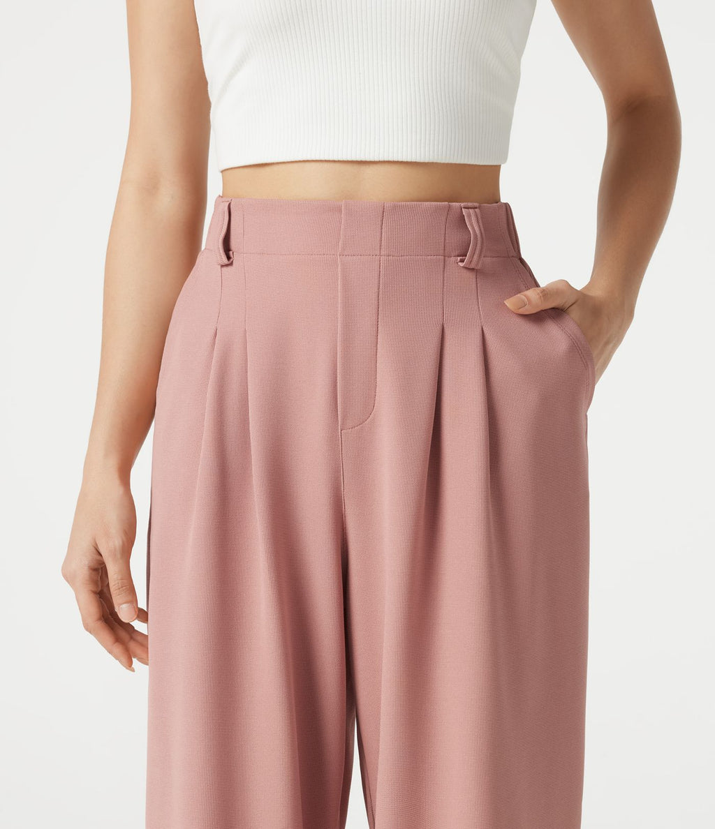 Pantalon tailleur cropped Halara Flex™ taille haute jambes larges en gaufré avec poches
