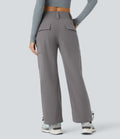 Jogging Casual Cargo Ajustables à Taille Mi-Haute avec Bouton Zip Multiples Poches et Cordon de Serrage