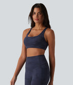 Halara UltraSculpt™ Brassière de sport yoga maintien léger col U à découpes imprimé camouflage