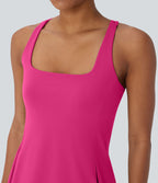 Robe de sport yoga mini 2-pièces SoftlyZero™ Plush à découpes avec poche A-C