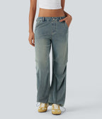 Jean parachute casual Halara Flex™ tricot extensible taille basse cordon ajustable avec multiples poches