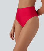 Bas de maillot de bain bikini brillant à taille haute et gainant