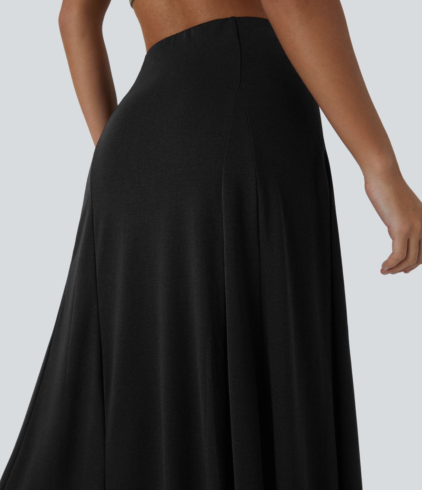 Jupe Évasée Casual Longue Fermeture Éclair Latérale Taille Haute