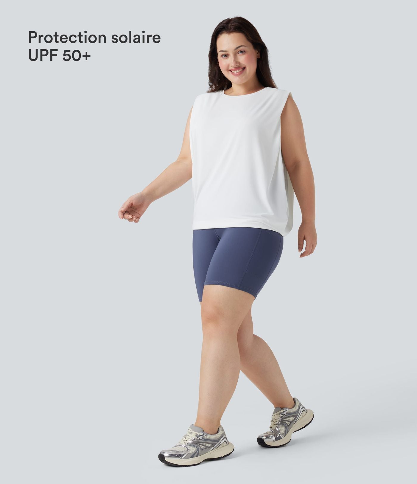 Débardeur yoga grande taille col rond Cool Touch - UPF50+