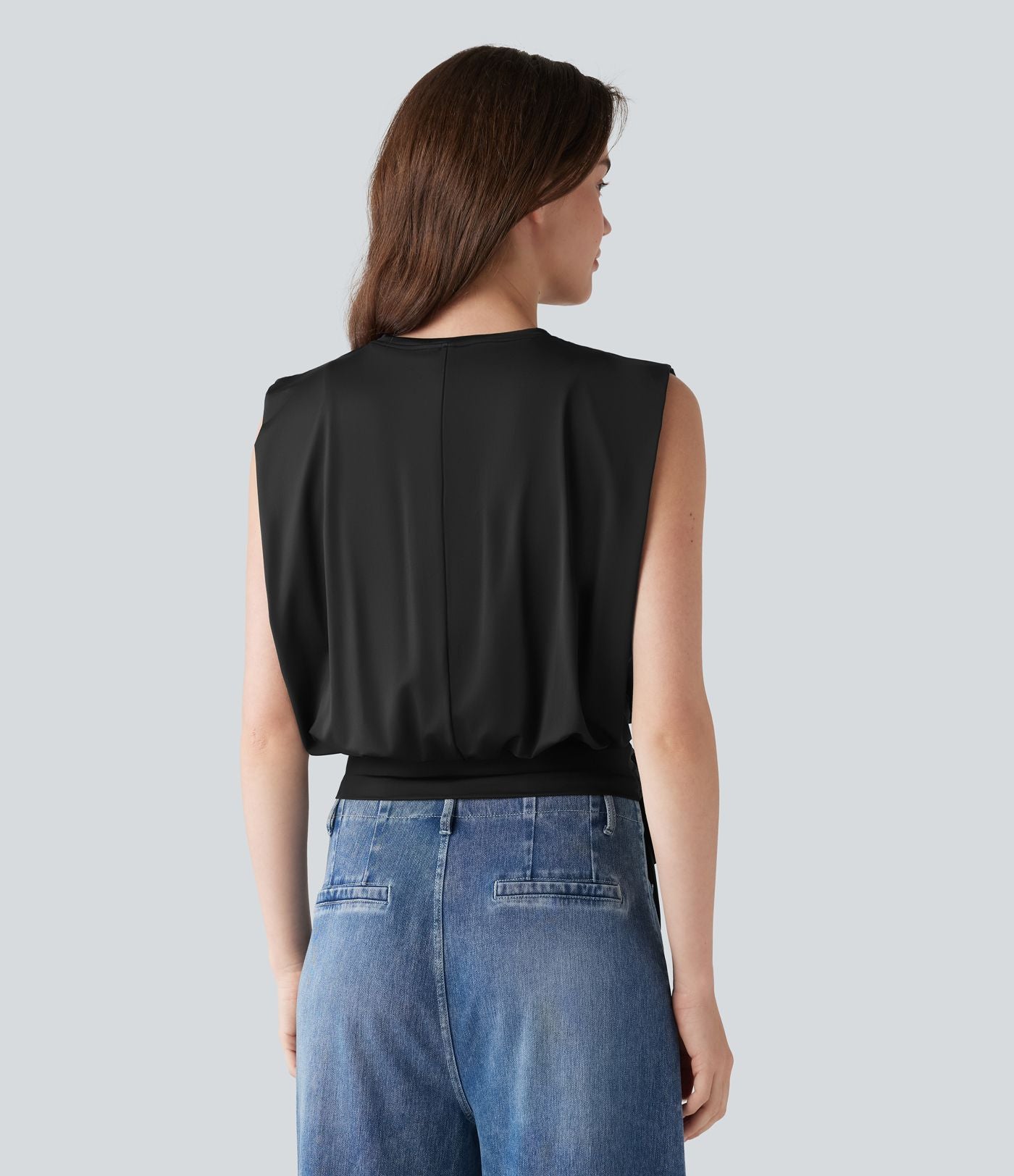 Haut décontracté, col rond, sans manches, à nouer sur le côté, à effet frais InstantCool, protection solaire UPF50+