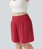 Short de yoga grande taille SoftlyZero™ Airy 2-en-1 taille très haute, à effet frais InstantCool, avec poches, 23 cm