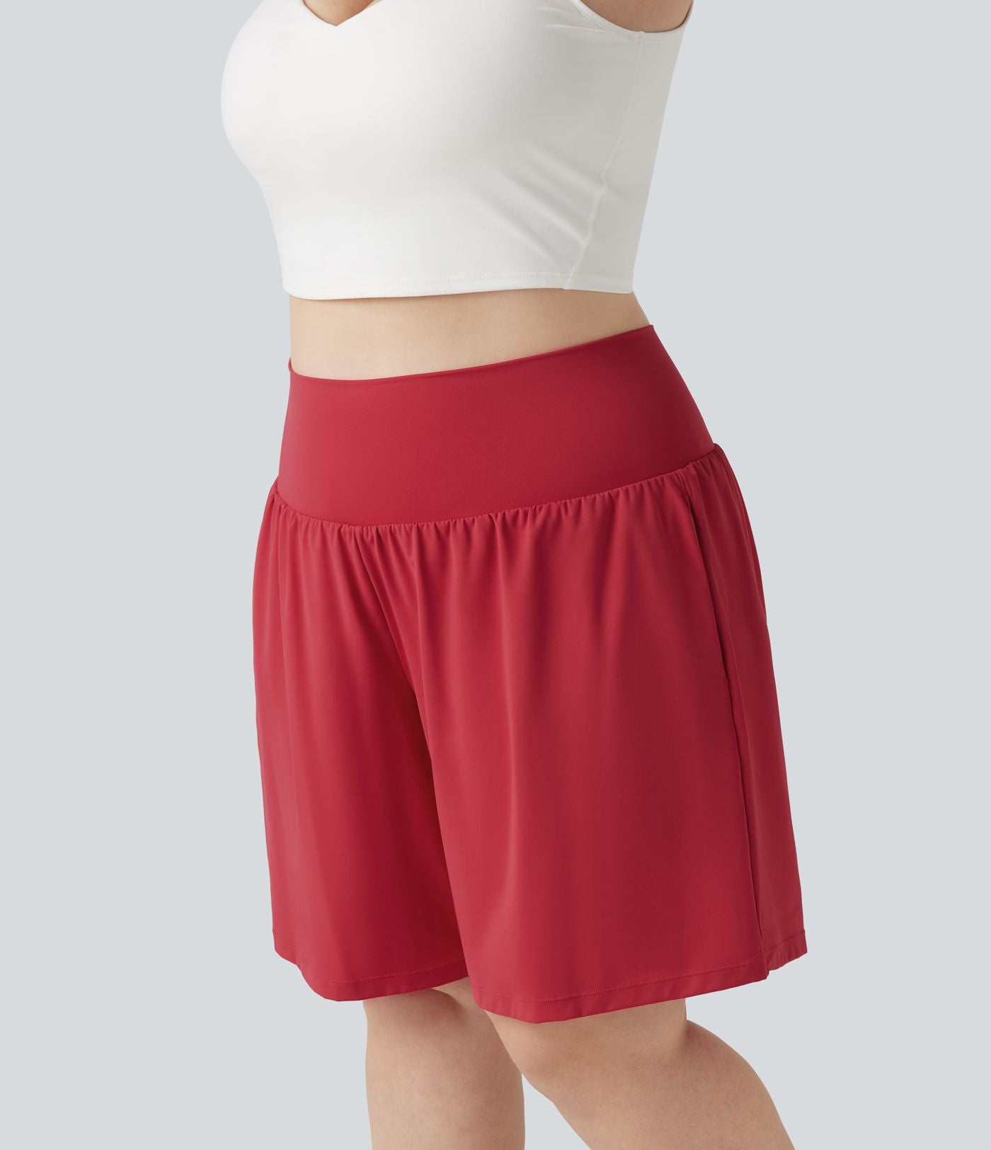 Short de yoga grande taille SoftlyZero™ Airy 2-en-1 taille très haute, à effet frais InstantCool, avec poches, 23 cm