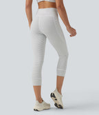 Legging corsaire de yoga taille haute à rayures avec cordon de serrage et poches
