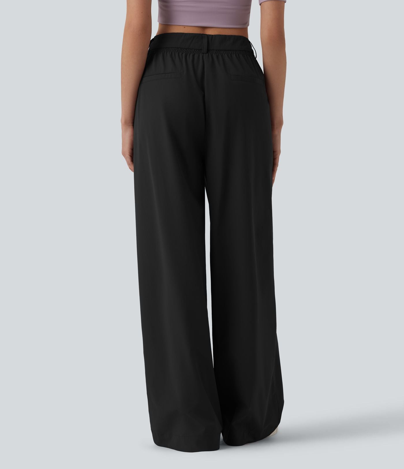 Pantalon casual ample taille mi-haute avec poches
