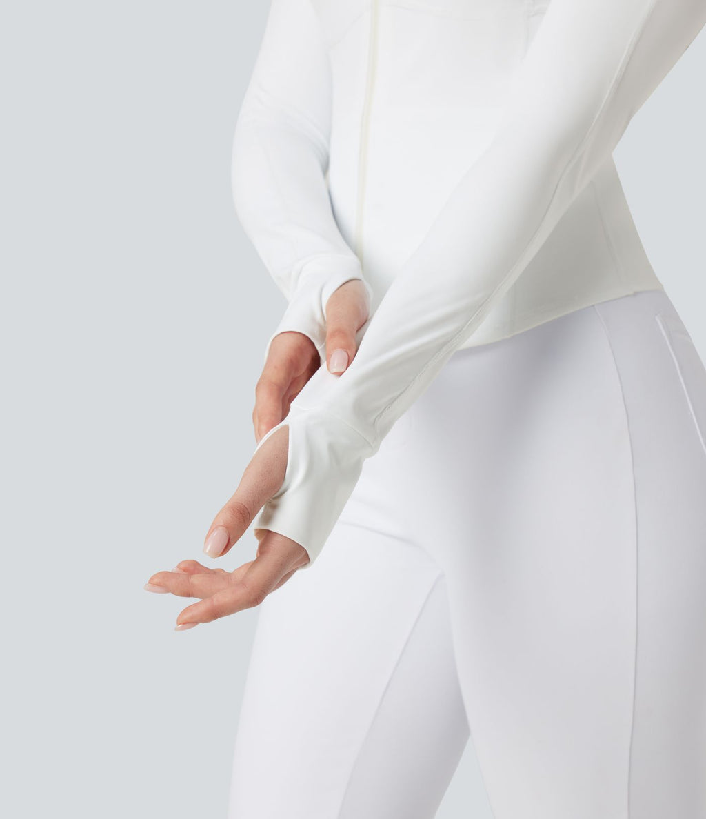 PuffFlex Manteau doudoune 3-en-1 court casual à col montant et veste à ourlet arrondi avec passants pouces et poche