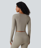 Haut de sport yoga court SoftlyZero™ QuickDry découpes manches longues avec trous pour pouces