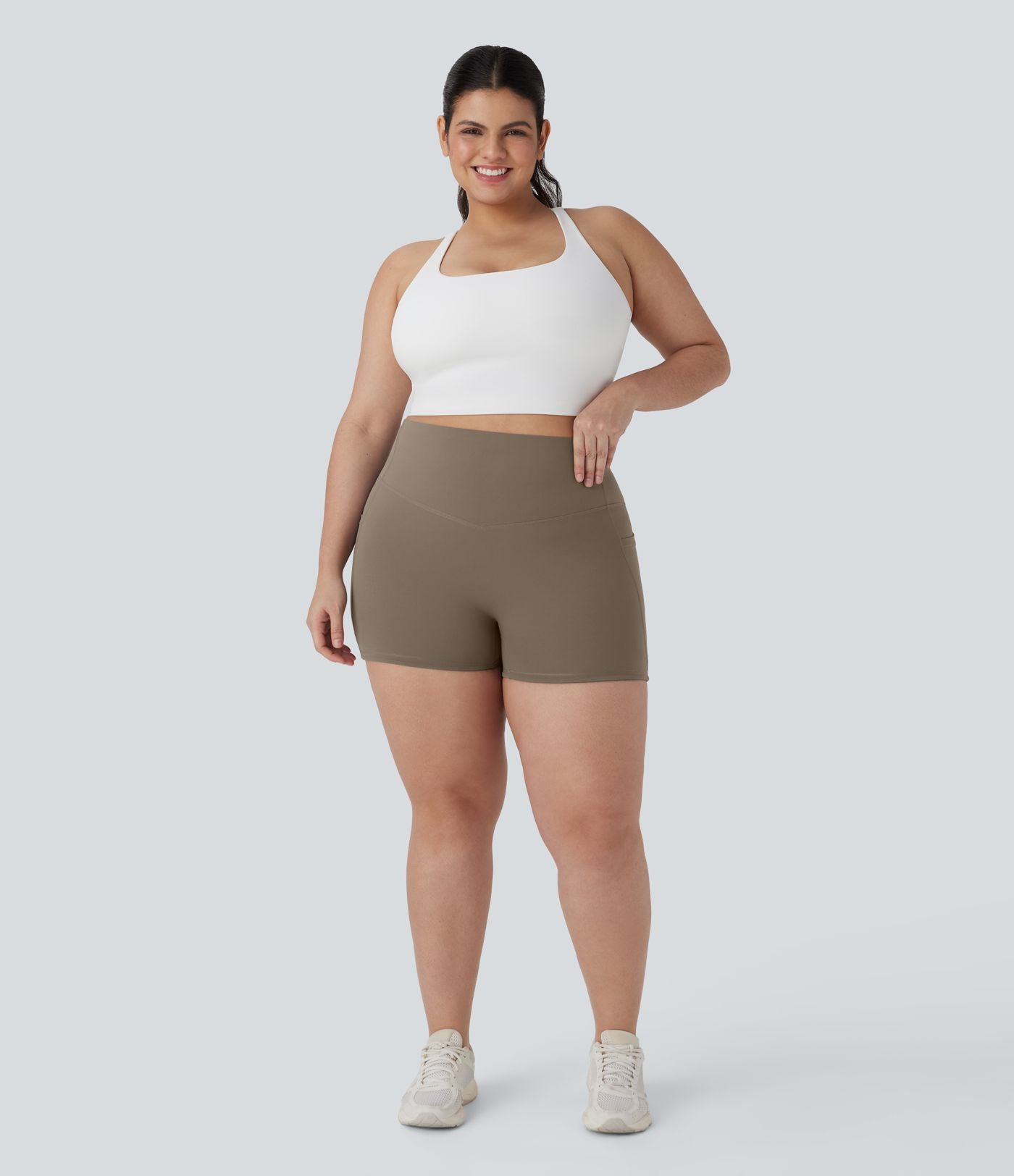 Short cycliste 7,5 cm d'entraînement gainant taille haute grande taille avec poches Halara UltraSculpt™