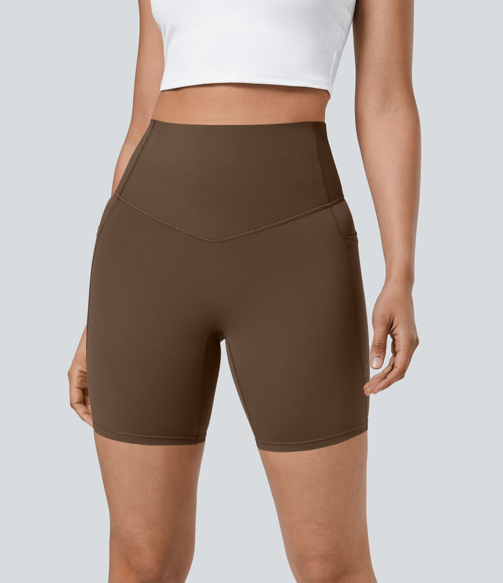 Short cycliste 17,5 cm d'entraînement gainant taille haute avec poches Halara UltraSculpt™