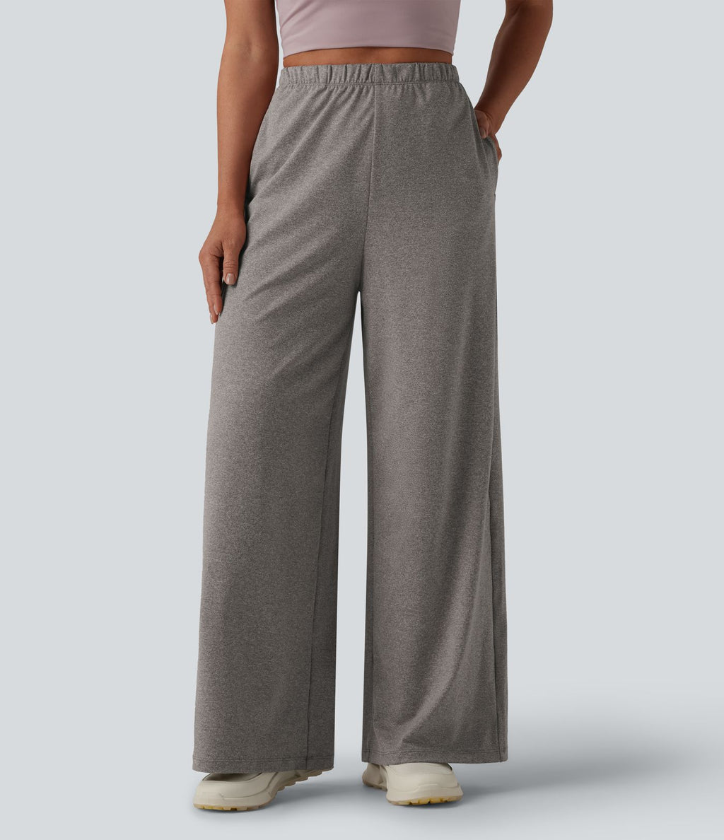 Pantalon de yoga large taille haute avec poches