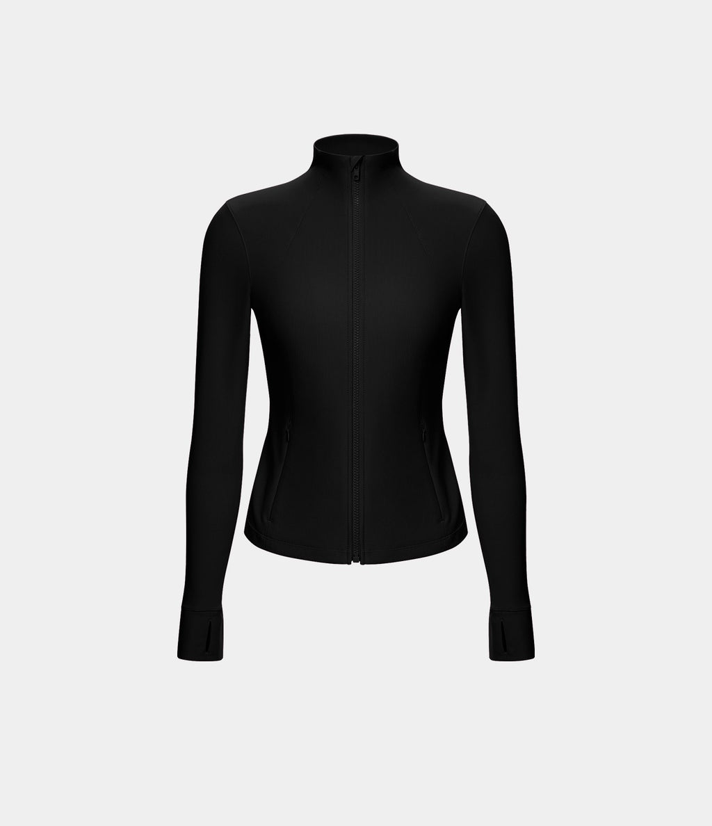 Patitoff™ Flow Veste Casual Courte à Col Montant Résistante aux Poils d'Animaux avec Fermeture Éclair Poches Latérales et Trou pour le Pouce