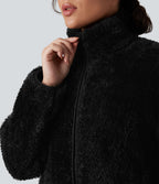 Veste sherpa col montant manches longues avec poches