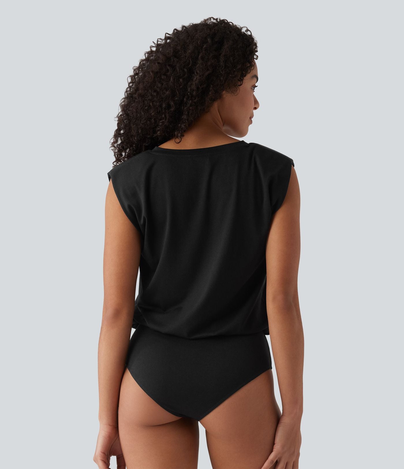 Body décontracté col V manches courtes avec épaulettes
