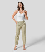 Halara Flex™ Jean Casual Tapered en Tricot Extensible Coloré avec Taille Haute et Poches Latérales