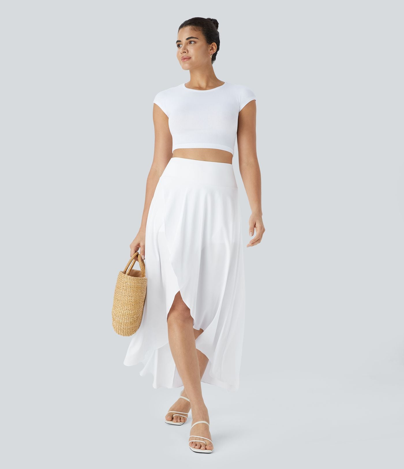 Jupe Longue Casual Breezeful™ Taille Haute à Volants 2en1 Fluide Sèchement Rapide Quotidien Maxi