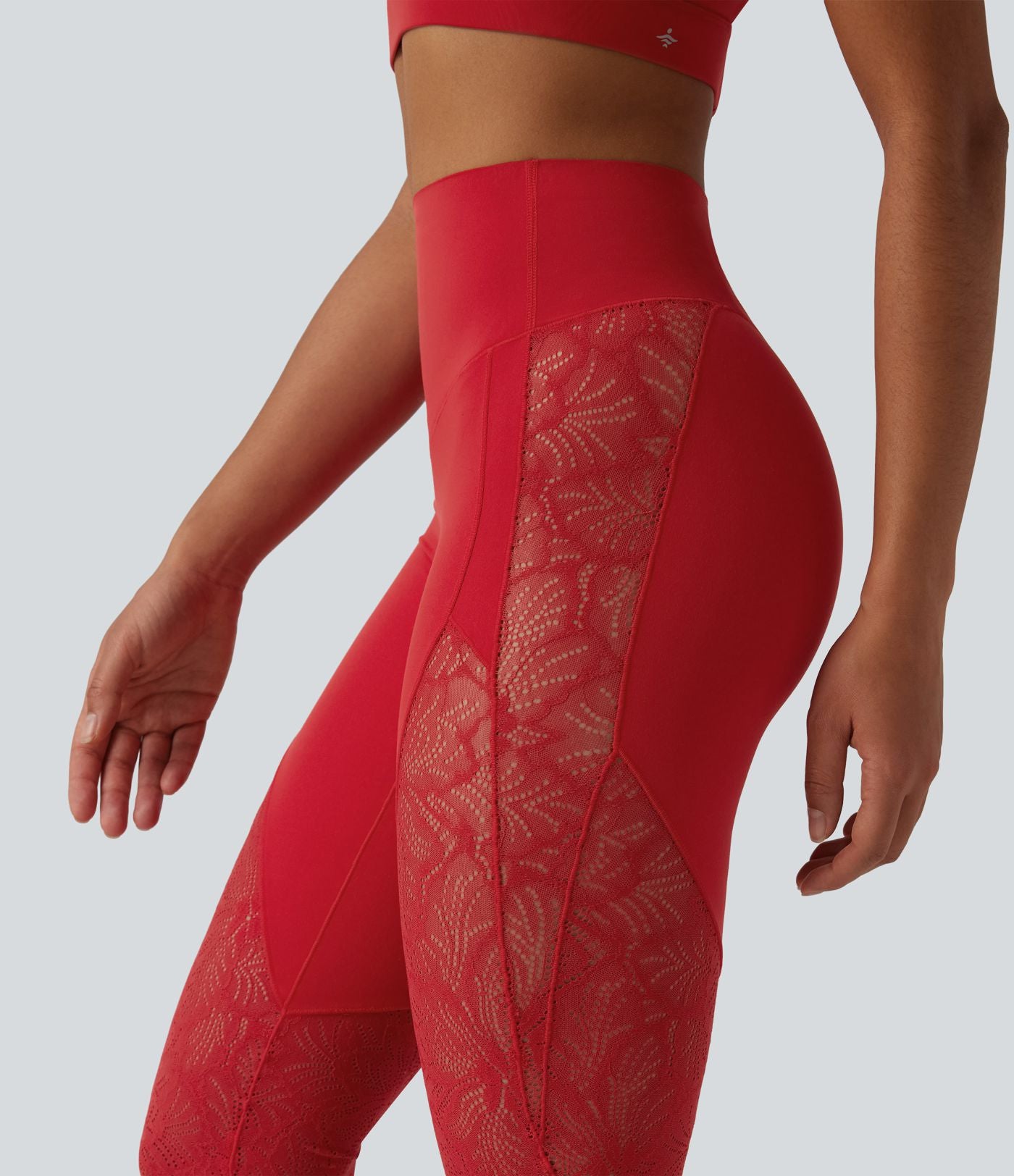 Pantalon de yoga évasé gainant taille haute avec dentelle contrastée et poche Halara UltraSculpt™