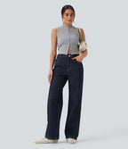 Jean taille haute Halara Flex™ jambes droites, effet sparkle avec poches