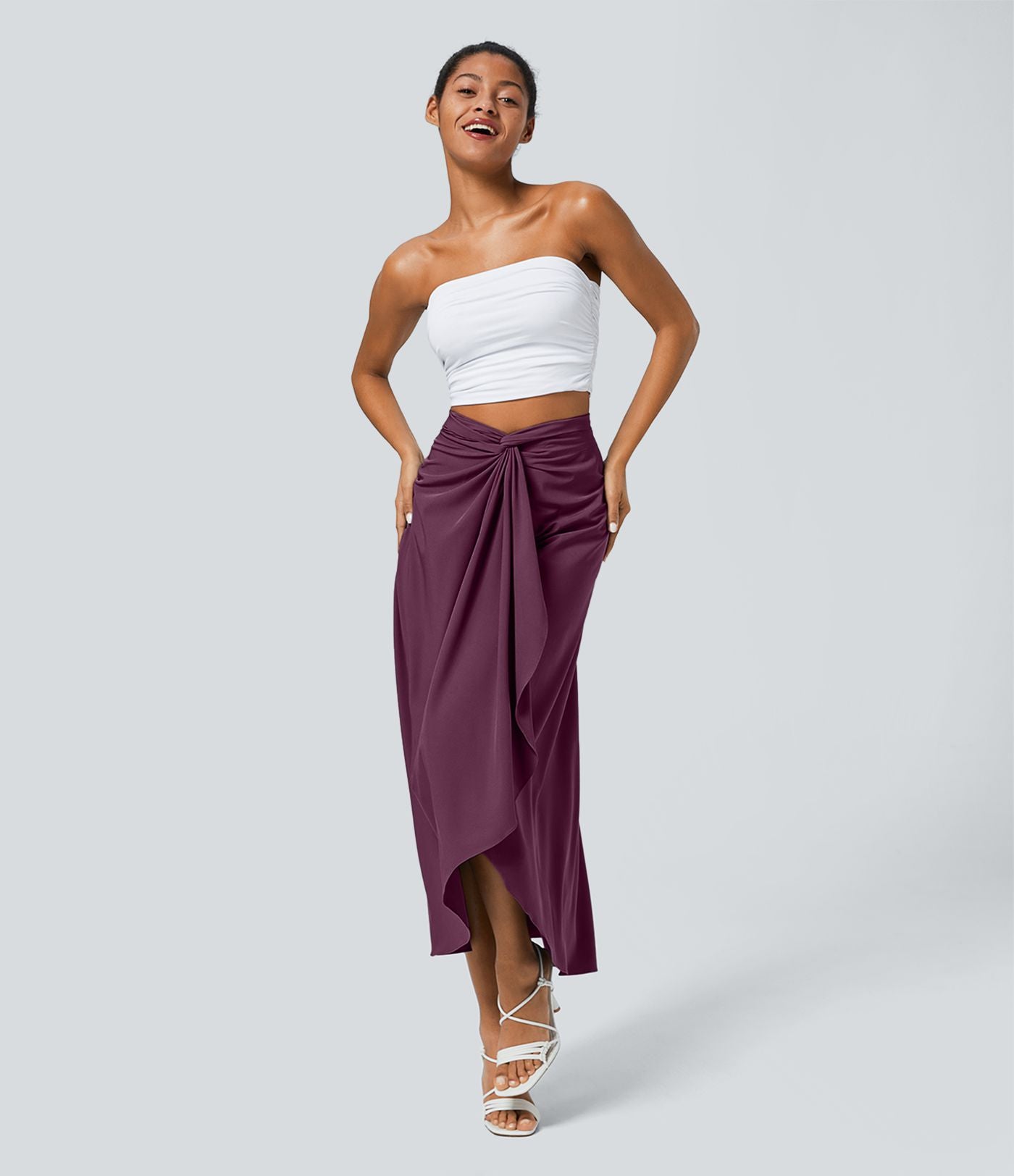 Jupe fluide de Vacances Breezeful™ Séchage Rapide Taille Haute Dos Noué Torsadé