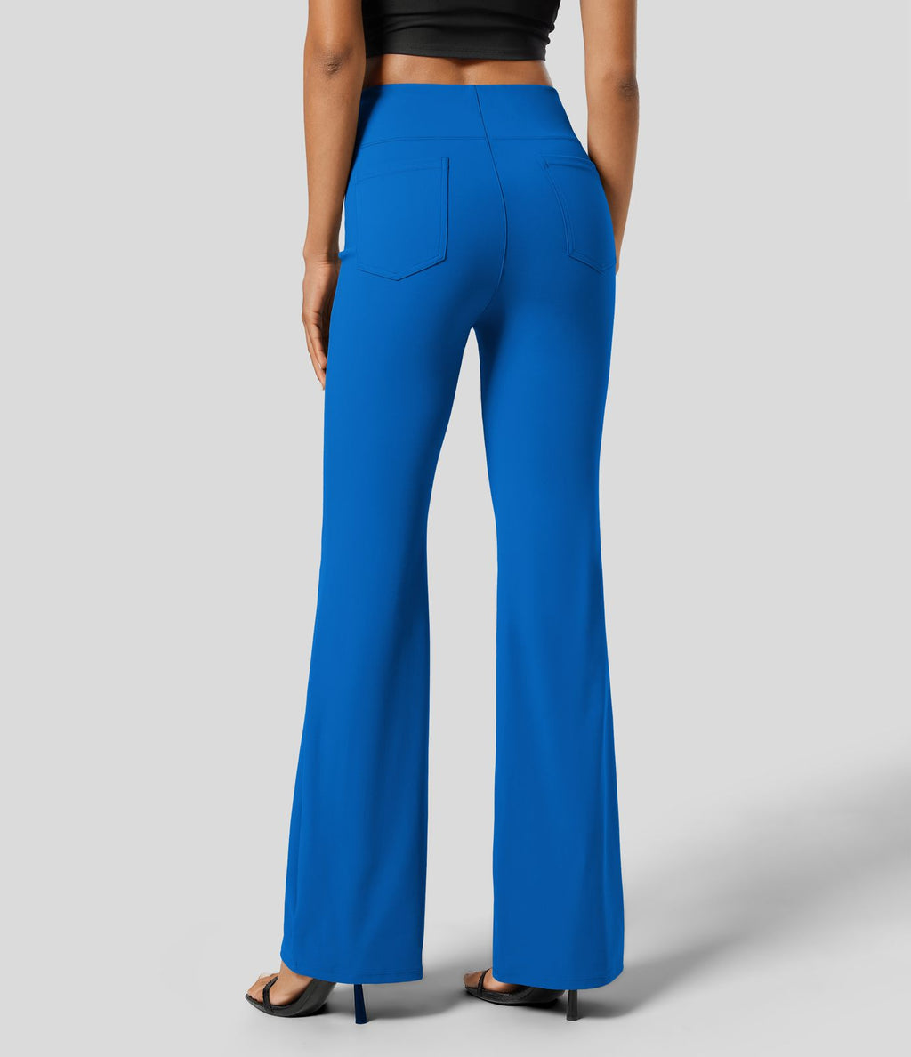 Pantalon tailleur légèrement évasé taille haute avec poches arrière Halara Flex™