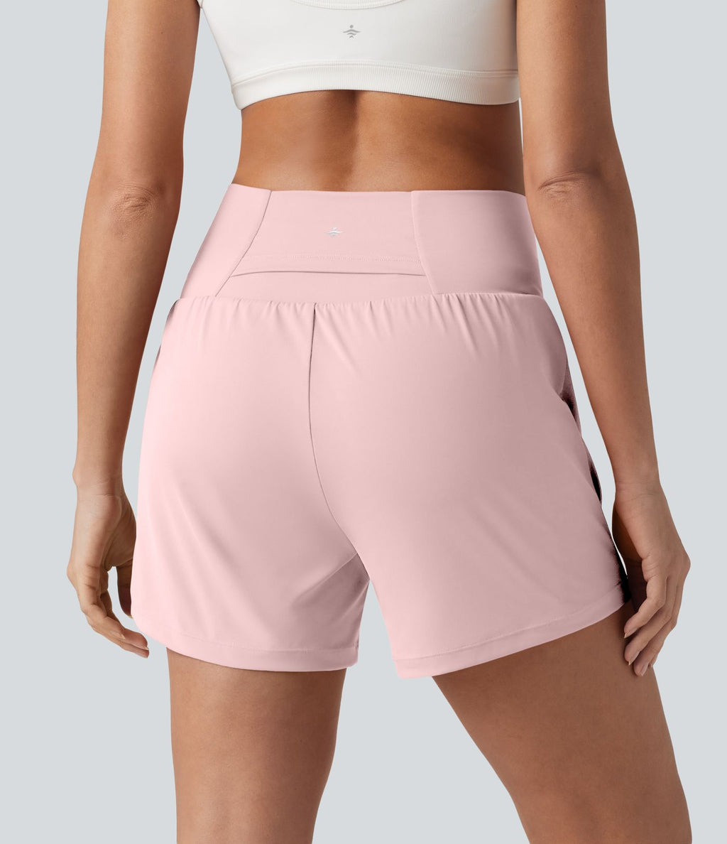 Short de yoga SoftlyZero™ Airy croisé taille haute 2-en-1 effet frais InstantCool 12,5 cm avec poches