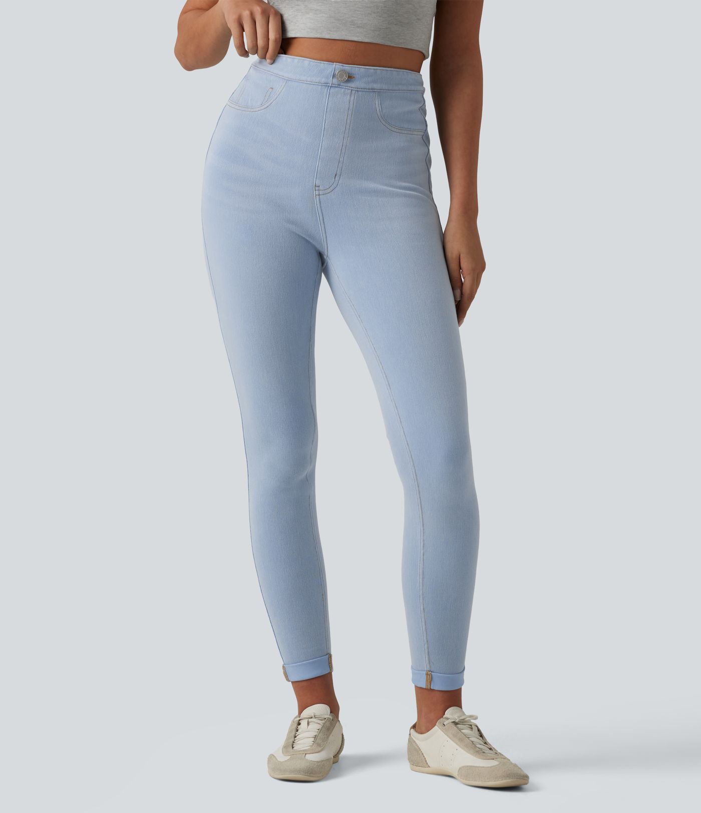 Legging 7/8 casual denim Halara Flex™ gainant taille haute avec poches