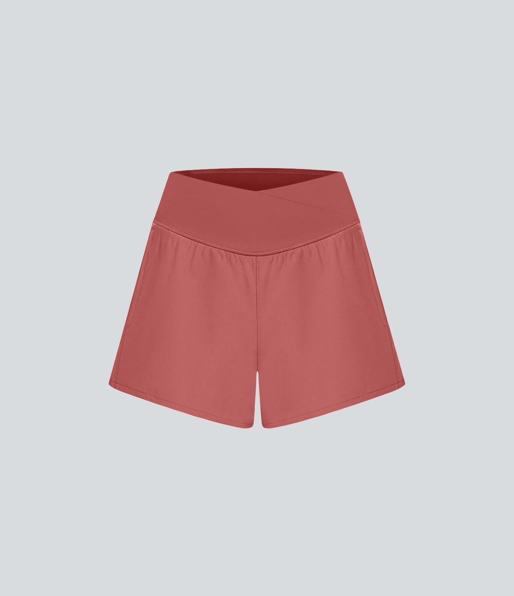 Breezeful™ Shorts 10cm Yoga Séchage Rapide 2 en 1 Taille Haute Poches Latérales Croisées