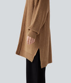 Cardigan long manches évêque avec fentes et découpes