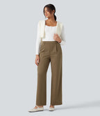 Pantalon Halara Flex™ tailleur droit taille haute rayé effet frais InstantCool avec poches
